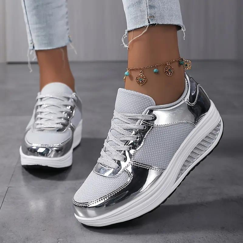 Plattform-Sneaker, Bequem, Schnürschuhe, Damenschuhe, Mesh-Sneaker EB