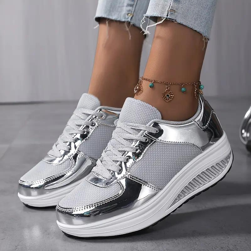 Plattform-Sneaker, Bequem, Schnürschuhe, Damenschuhe, Mesh-Sneaker EB