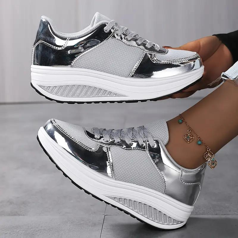 Plattform-Sneaker, Bequem, Schnürschuhe, Damenschuhe, Mesh-Sneaker EB