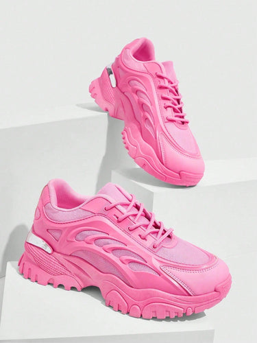 Plattform-Sneaker - Damensneaker mit dicker Sohle und Schnürsenkeln EB