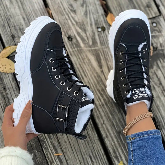 EB | Plüsch Schnür-Stiefeletten für Damen – Stylisch & Bequem