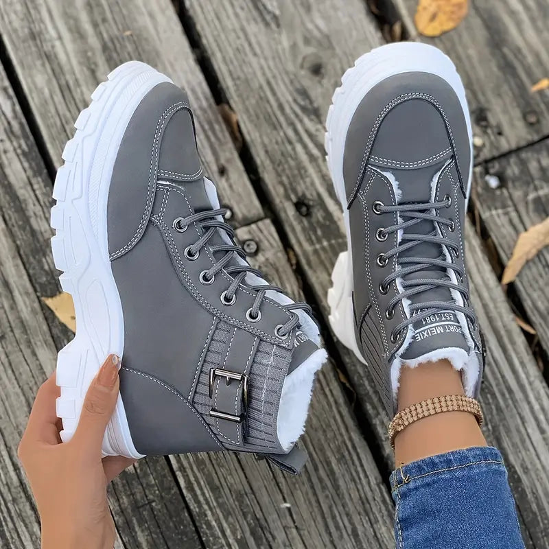 EB | Plüsch Schnür-Stiefeletten für Damen – Stylisch & Bequem