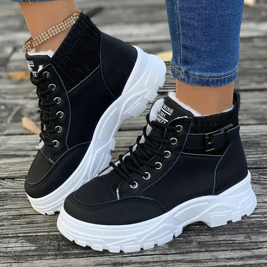 EB | Plüsch Schnür-Stiefeletten für Damen – Stylisch & Bequem