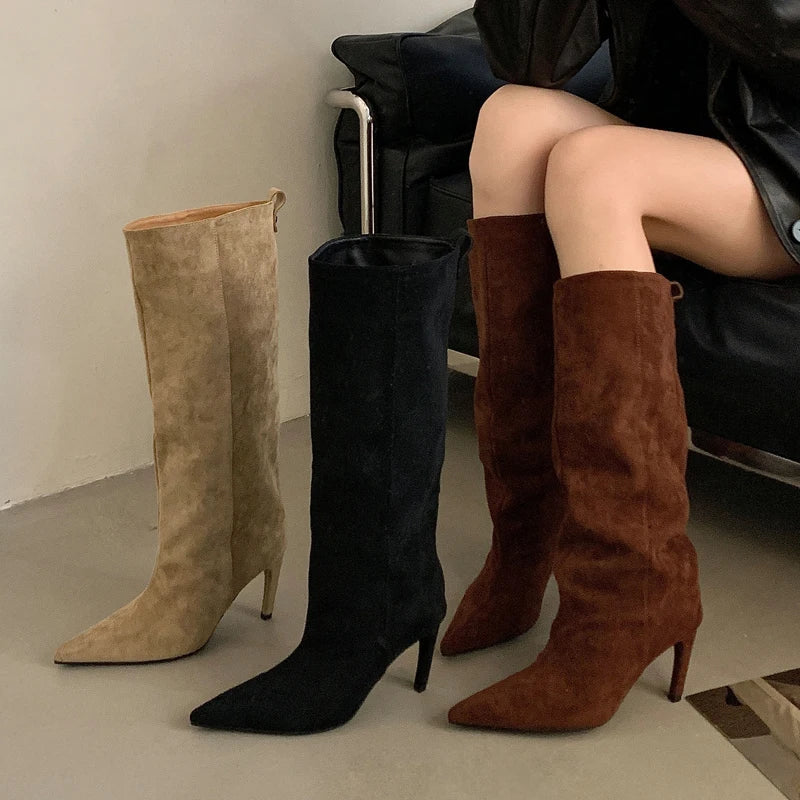 EB | Spitz zulaufende Kniehohe Stiefel für Damen – Schick & Stilvoll