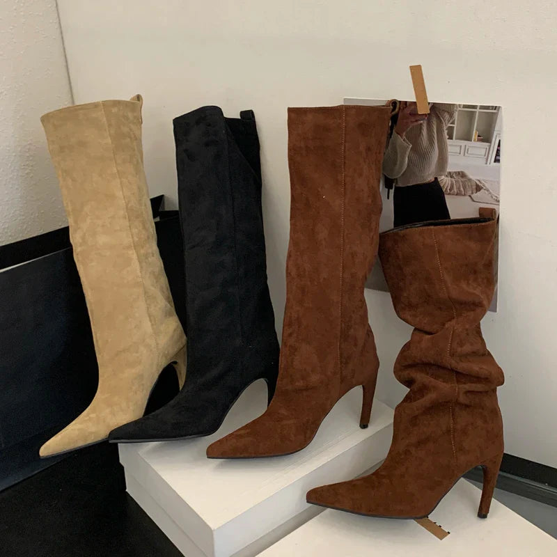 EB | Spitz zulaufende Kniehohe Stiefel für Damen – Schick & Stilvoll