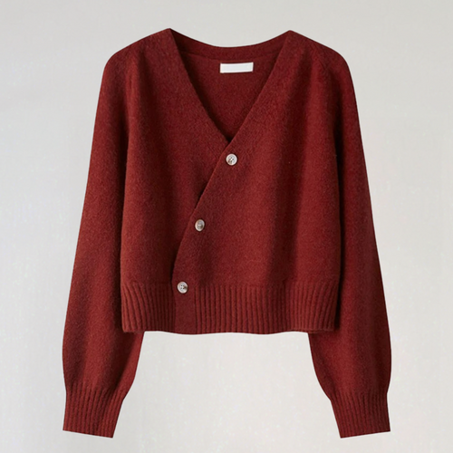 EB | Damen Wolljacke mit V-Ausschnitt und Knopfverschluss