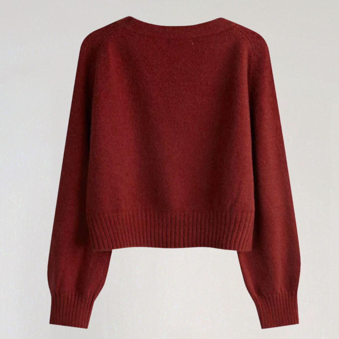 EB | Damen Wolljacke mit V-Ausschnitt und Knopfverschluss