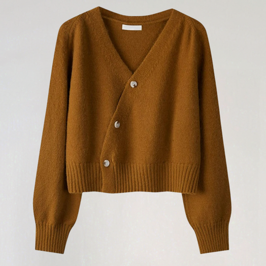 EB | Damen Wolljacke mit V-Ausschnitt und Knopfverschluss