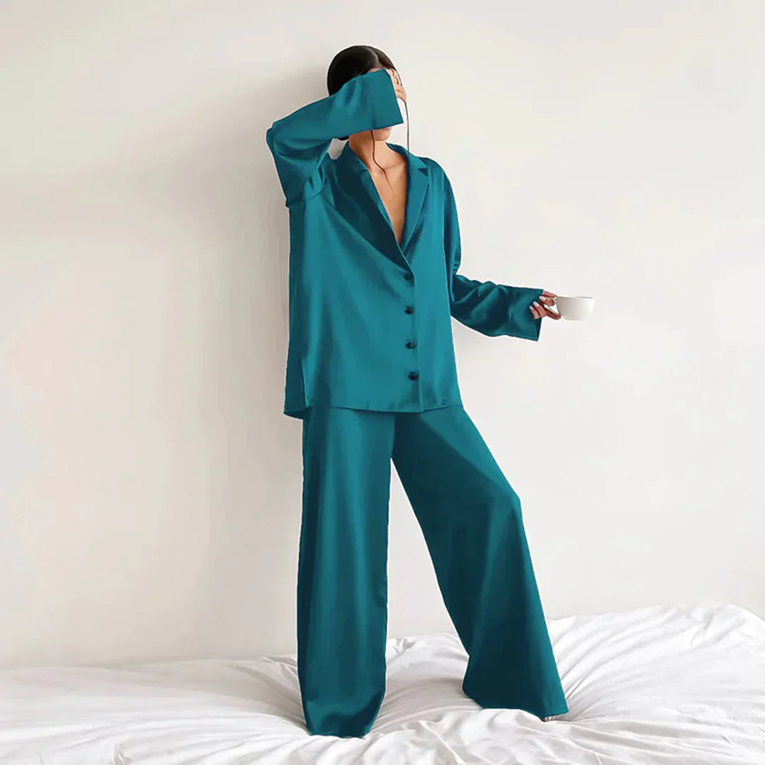 EB | Satin PyjamA-Satz mit Weitem Hose