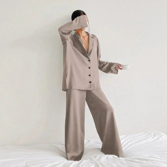EB | Satin PyjamA-Satz mit Weitem Hose