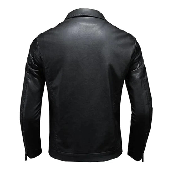 EB | Herren schwarze Jacke - Trucker-Stil mit umklappbarem Kragen