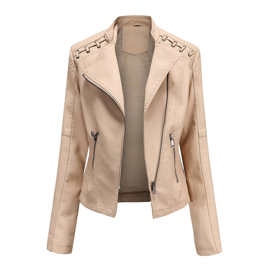 EB | Lederjacke - Biker-Stil & Asymmetrischer Reißverschluss mit Breitem Revers