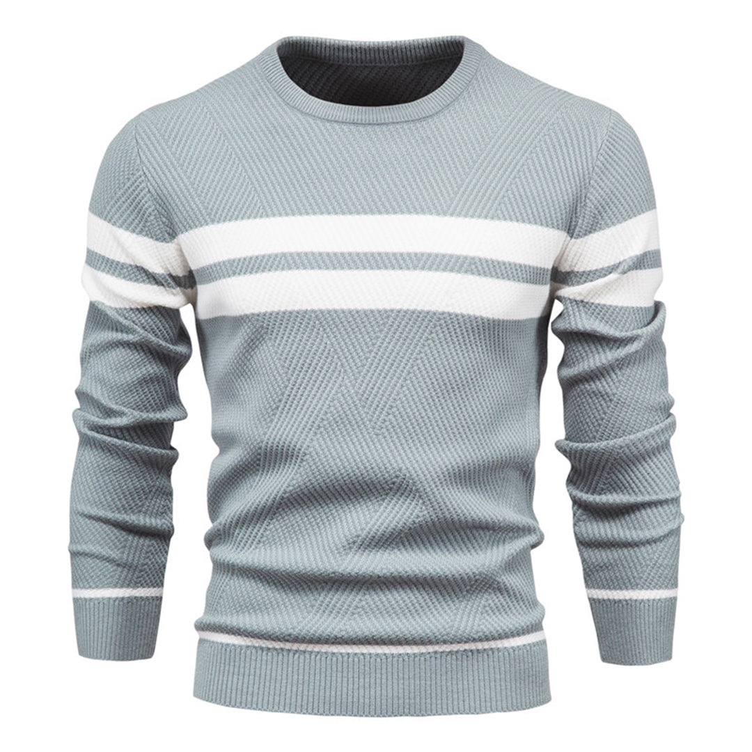 EB | Slim Fit gestrickte Baumwolle Rippenstrick geometrisches Muster Rundhals