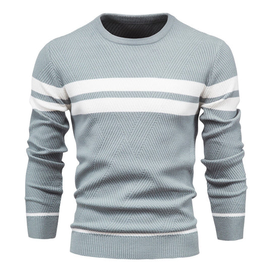 EB | Slim Fit gestrickte Baumwolle Rippenstrick geometrisches Muster Rundhals