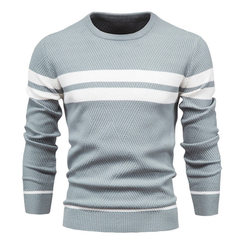 EB | Slim Fit gestrickte Baumwolle Rippenstrick geometrisches Muster Rundhals