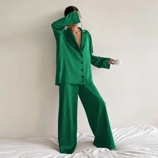 EB | Satin PyjamA-Satz mit Weitem Hose