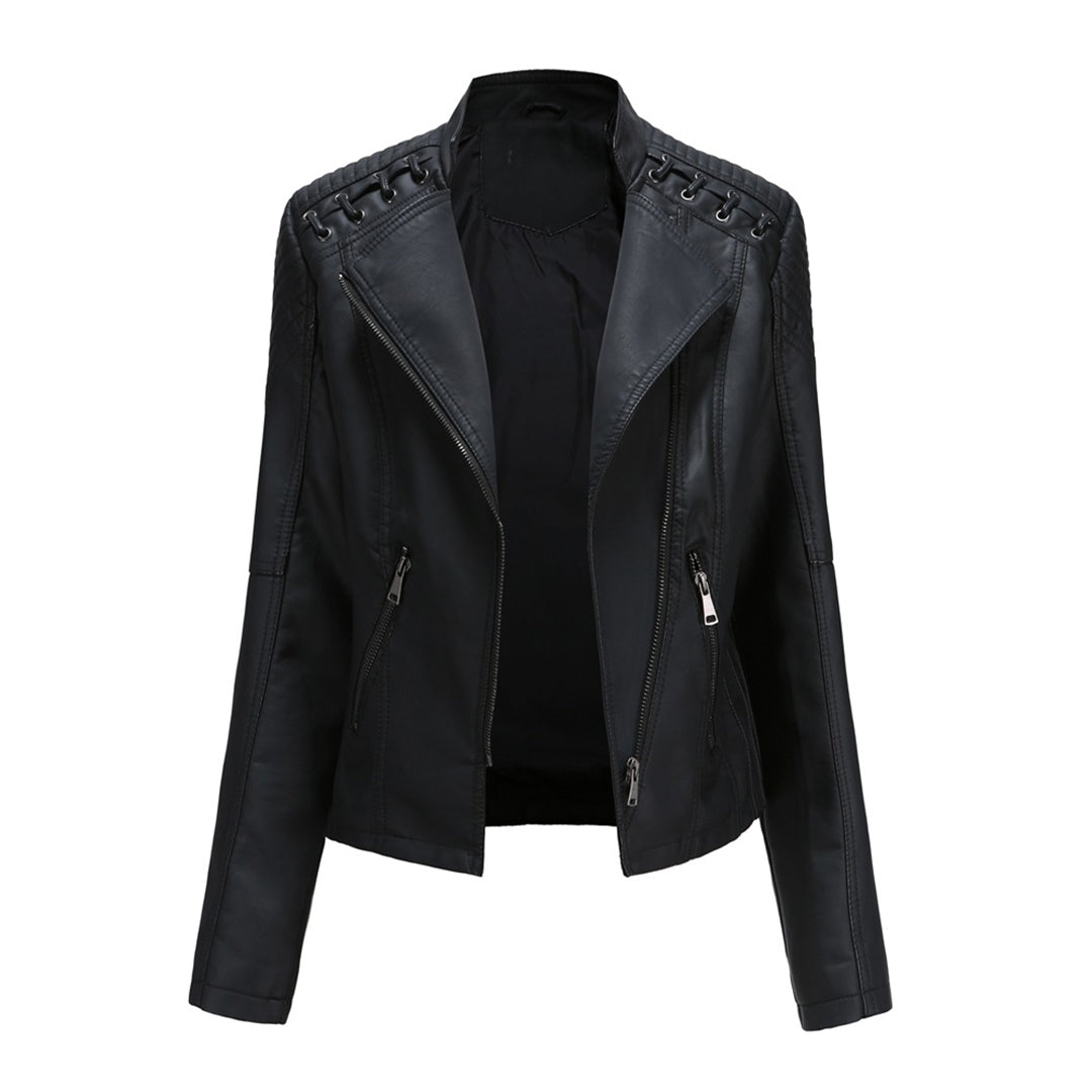 EB | Lederjacke - Biker-Stil & Asymmetrischer Reißverschluss mit Breitem Revers