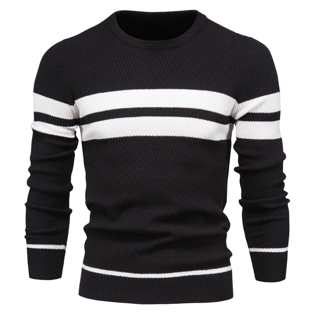EB | Slim Fit gestrickte Baumwolle Rippenstrick geometrisches Muster Rundhals
