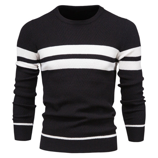 EB | Slim Fit gestrickte Baumwolle Rippenstrick geometrisches Muster Rundhals
