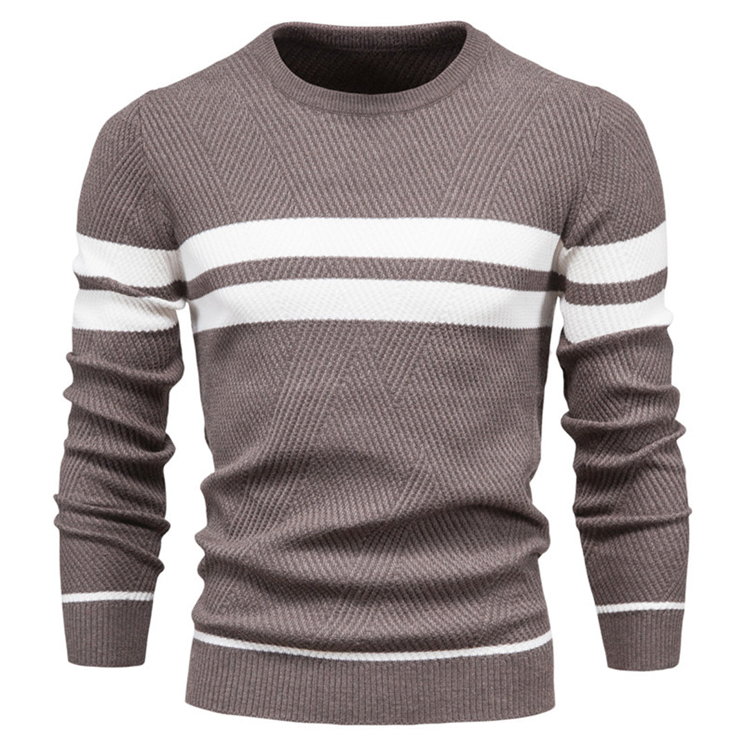 EB | Slim Fit gestrickte Baumwolle Rippenstrick geometrisches Muster Rundhals