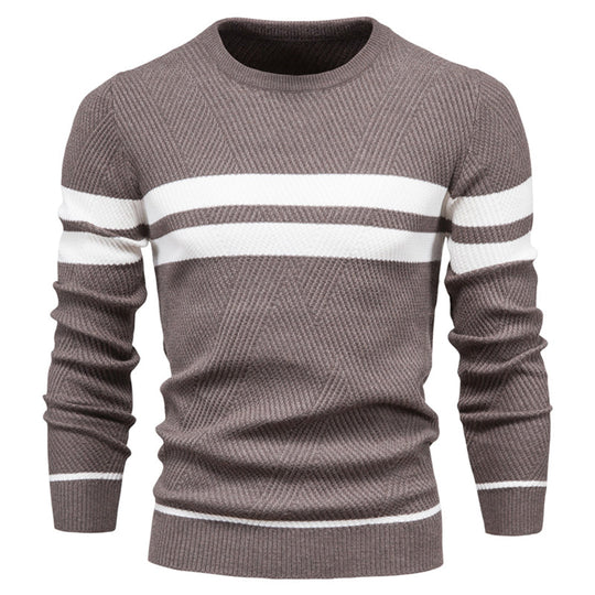 EB | Slim Fit gestrickte Baumwolle Rippenstrick geometrisches Muster Rundhals
