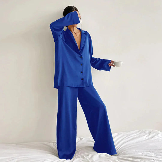 EB | Satin PyjamA-Satz mit Weitem Hose