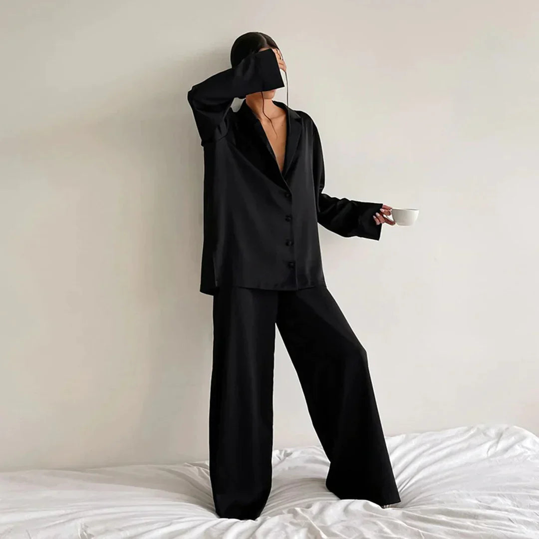 EB | Satin PyjamA-Satz mit Weitem Hose