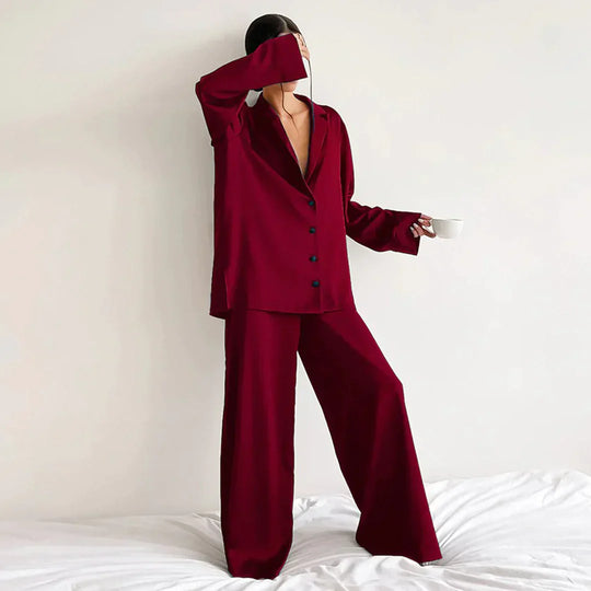 EB | Satin PyjamA-Satz mit Weitem Hose