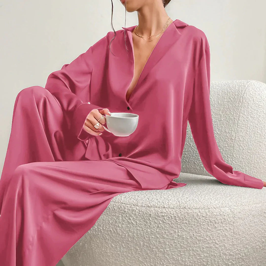 EB | Satin PyjamA-Satz mit Weitem Hose