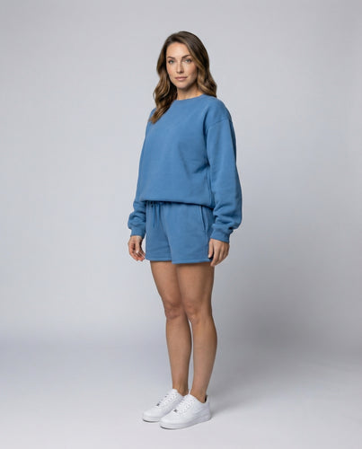 Damen Kuscheliger Sweatshirt und kurze Hose Set EB