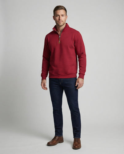 Herren Sportpullover mit modernem Stehkragen und Reißverschluss EB