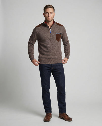Herren hochwertiger Pullover mit Stehkragen und Reißverschluss EB