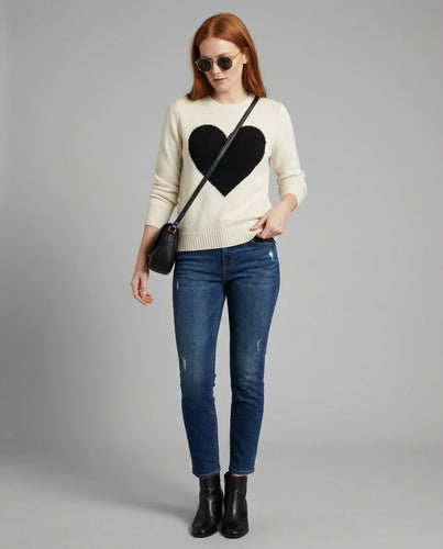 EB | Herz Patchwork Pullover Strickdesign Lässiger Komfort