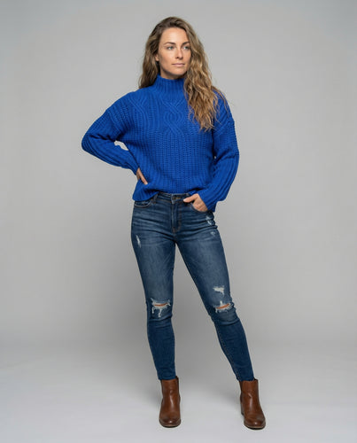 EB | Pullover - Damen Winter Vintage Kabelstrickpullover