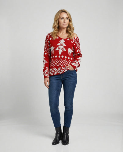 EB | Weihnachts-Schneeflocken Langarm-Sweater