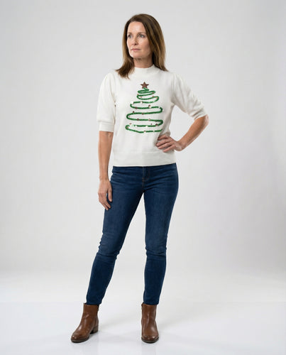 EB | Weihnachtsbaum Rundhals Kurzarmpullover