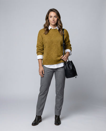 EB | Strickpullover Lockere Passform Weich und Warm Rundhals Lange Ärmel