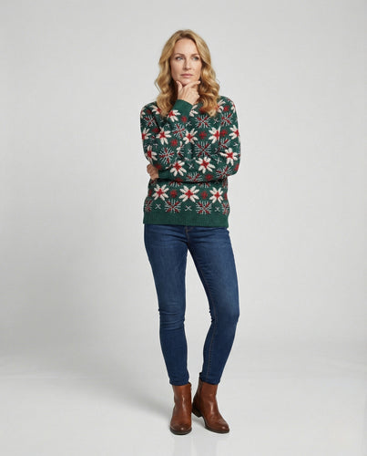 EB | Weihnachts-Pullover mit Festlichen 3D-Stickereien - Ideal für Die Feiertage, Party & Winter