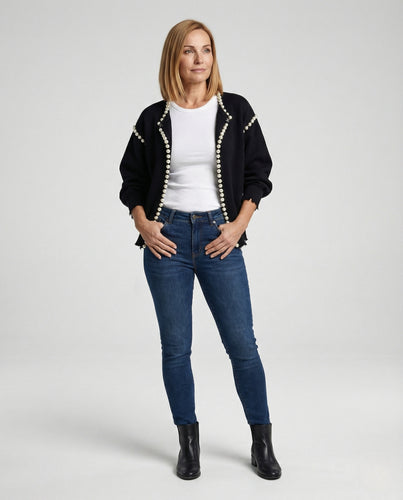 Strickjacke Damen elegant mit Perlenverzierung