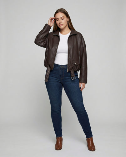 Damen Lederjacke mit Reißverschlüssen