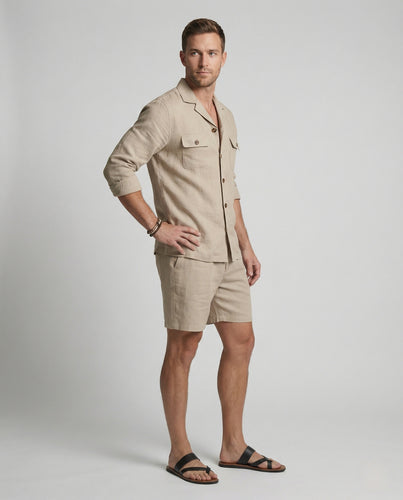 Herren elegantes Leinenanzugset mit modischem Schnitt