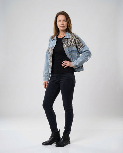 Damen Denim-Jacke mit Animal-Design