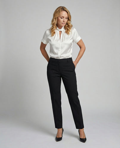 Damen Elegante Bluse mit Stehkragen und Rüschen
