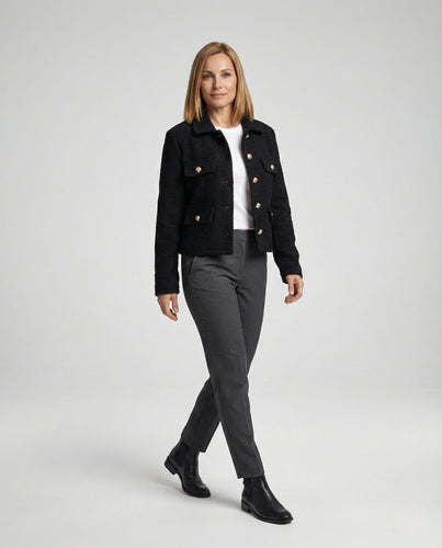 Damen Teddyjacke mit dekorativen Knöpfen