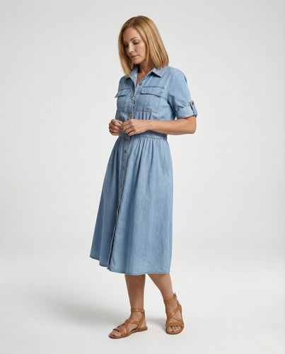 Damen Jeanshemdkleid mit lässigem Look