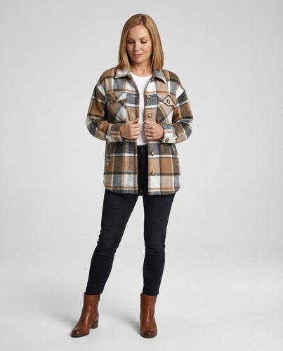 Damen Karierte Flanelljacke mit Oversize-Fit