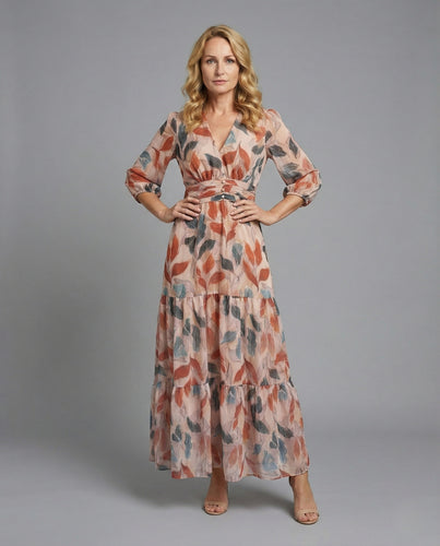 Maxikleid Sommer mit Volant und Blumen