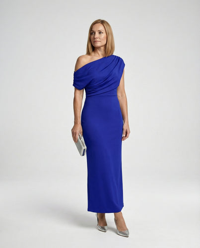 Abendkleid lang schulterfrei figurbetont