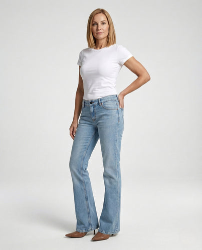 Damen Bootcut Jeans High Waist Stretch