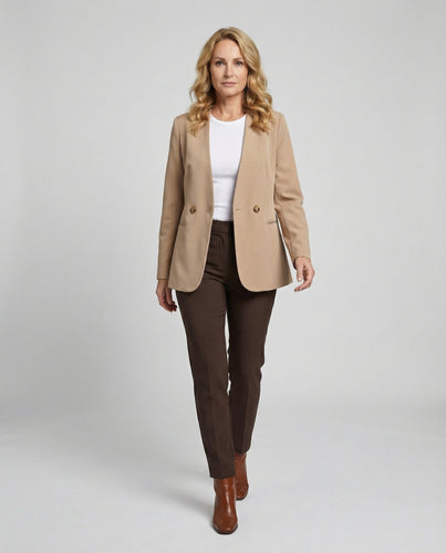 Damen Blazer tailliert kragenlos Business